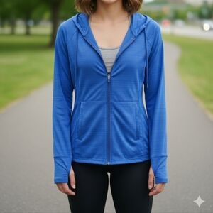 Athleta Pacifica Zip Hoodie Gorpcore Royal Blue UV Protection Coastal Athletic